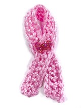 Pink Ribbon Breast Cancer Hand Made Crocheted 3.75&quot; Brooch Pin Butterfly Accent - £7.73 GBP