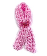 Pink Ribbon Breast Cancer Hand Made Crocheted 3.75&quot; Brooch Pin Butterfly... - £7.70 GBP