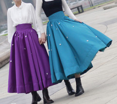 Purple Satin Maxi Skirt Vintage Wide Waistband Full Satin Skirt Outfit Ball Gown image 3