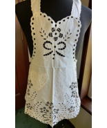 Vintage apron full bib with cut out floral pattern hostess party wear apron - $19.75