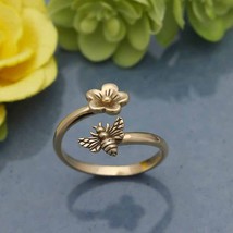 Bronze Bee and Cherry Blossom Adjustable Ring - £12.15 GBP