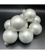 9 Matte Silver Vintage Rauch Glass Christmas Ornaments 2.5&quot; Balls - £11.96 GBP