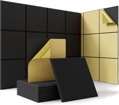 18 Pack Black Acoustic Panels 12&quot;X12&quot;X 0.4&quot;Soundproof Wall Panels Wall - £35.47 GBP