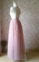 DUSTY PINK Tulle Maxi Skirts Women Plus Size Puffy Tulle Skirt for Wedding Party image 9