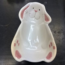 Sur La Table Easter Bunny Rabbit 7”Candy Dish Centerpiece White Pink Ret... - $15.03