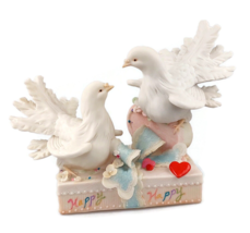 Vtg pigeon statue love birds figurine wedding decoration centerpiece val... - £61.52 GBP