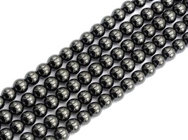 High Quality Natural Dark Gray Hematite Beads- Round Smooth Gemstone - $3.50+