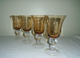 Lenox Water Glasses Colore Siena (Amber) Blown Glass Goblets Set of Four... - $74.25