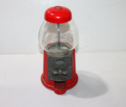 Vintage 1985 Red Carousel Bubble Gum Machine Cast Metal Glass Globe Bank 91 - £18.68 GBP