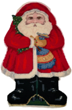 Vintage Completed SANTA Claus Father Christmas Needlepoint for Pillow 10 x 18 - £23.85 GBP