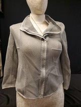 Akris Punto For Bergdorf Goodman Gray Asymmetrical Zip Net Jacket Top Sz... - $249.95