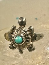 Turtle ring southwest turquoise Navajo size 5.75 sterling silver women girls - £43.42 GBP
