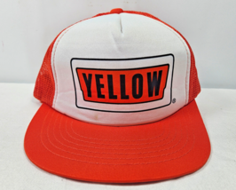 Vintage YELLOW Freight Snapback Trucker Hat Cap Mesh Back Orange YR Headwear II - $9.95