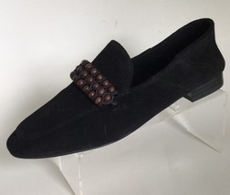 NEW ZARA Black Split Suede Leather Loafers With Beaded Detail (Size 36/US 6) - £24.31 GBP