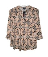 NWT Cocomo Plus Size Multi Color Paisley Print Pintuck 3/4 Sleeve Blouse Top - £27.43 GBP