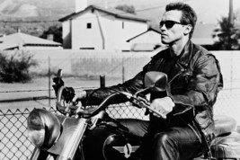 Arnold Schwarzenegger riding Harley Fat Boy motorbike Terminator 2 18x24... - $23.99