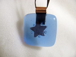 Blue Star Glass Pendant with Tiny Bubbles RKS336 - £15.73 GBP