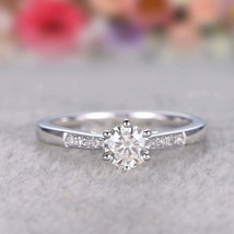 1.35Ct Round Cut Moissanite With Accent  Wedding Her Ring 925 Sterling Silver - £50.35 GBP