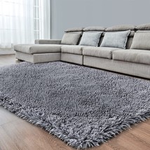 Grey Soft Area Rug for Bedroom,4x6,Fluffy Rugs - £32.07 GBP