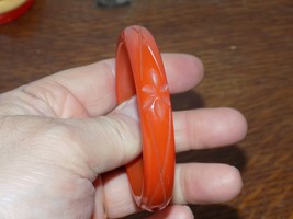 Vintage Bakelite/ Catalin tested Carved Orange Bracelet - $34.65