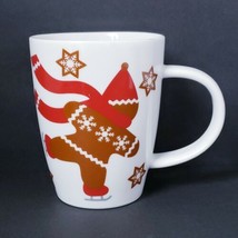 Crate &amp; Barrel Gingerbread Man Skating &amp; Snowflakes 10 oz. Coffee Mug Cup - £11.80 GBP