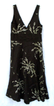 Monsoon Dress 10 Black Embroidered Gathered Pleat Detail Silk Linen UK 10 USA 6 - $28.49