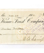 1912 Kineo Trust Company Bank Check E.A. Sampson Dover Maine Signed 1021... - €17,15 EUR