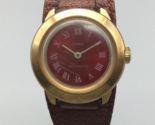 Vintage Timex Watch Women Gold Tone Red Mercury Dial Leather Band Manual... - £27.39 GBP