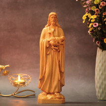 Jesus Christ with a Lamb Wooden Statue Christian Statue Christmas Decor Catholic - £39.74 GBP