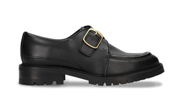 Zapatos veganos derby de mujer planos apple skin negro tirante ajustable... - $134.75