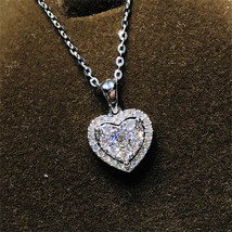 2.00 Ct Heart Cut Diamond Women&#39;s Heart Pendant 14K White Gold Finish   - $99.99