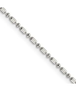 Solid Sterling Silver 1.50mm Bar and Bead 20 Inch Chain - £30.33 GBP