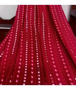 Red Georgette Foil Mirror Embroidered Wedding Dress Fabric Gown Dress - ... - £11.39 GBP+
