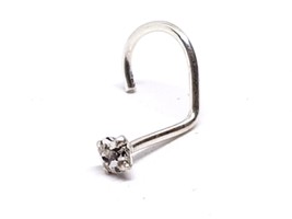 Nose Stud 1.8mm Claw Set Clear Cz Nose Stud Curl 22g (0.6mm) Approx Screw Curl - £5.21 GBP
