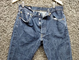 Levis 501 Jeans Men 34x33 Blue Classic Straight Leg Casual Button Fly Pants - £25.91 GBP