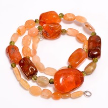 Carnelian Peridot Moonstone Pear Smooth Beads Necklace 3-25 mm 18&quot; UB-8502 - £8.68 GBP