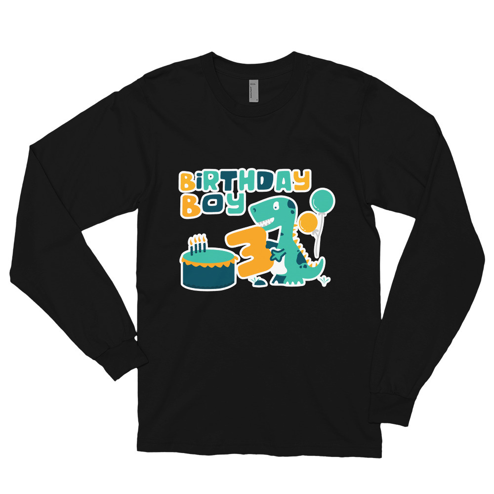 3rd Birthday Boy Dinosaur Party Dinosaur Birthday Long sleeve t-shirt