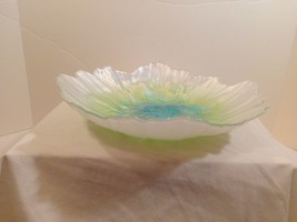 Vintage Dichroic Reverse Painted Daisy Lotus Flower Glass Bowl 1950&#39;s Art Glass - £19.90 GBP
