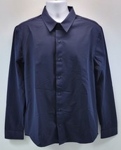V) True Classic Navy Blue Commuter Long Sleeve Button Up Shirt Men Large - £38.69 GBP