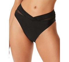 MSRP $44 Bar III Matte Mesh-Trimmedd High-Leg Bikini Bottoms Black Size XL NWOT - £8.56 GBP