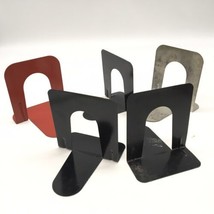 5 Vtg Mid Century Metal Library Bookends Red Black Silver  Lot Of 5 - £23.94 GBP