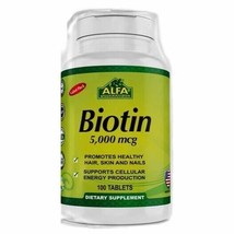 Alfa Vitamins Biotin -Hair, Skin, Nails- 5000 Mcg, 100 Tablets - $16.72