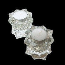 New Mikasa Crystal Pair of Candle Holders Tealight or Taper Starburst QQ085/939 - £7.83 GBP