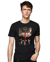 Nwt Beatles Union Jack Photo Distressed Official Bravado Men&#39;s Black T-SHIRT M L - $14.98