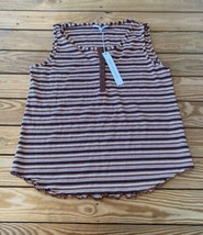 Jane Delancey NWT Women’s 1/2 Button Stripe Sleeveless Top Size L Brown S7 - £13.16 GBP
