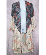 Torrid Womens Kimono Duster Size 00 M/L Boho Medallion Print Chiffon Hig... - $28.99