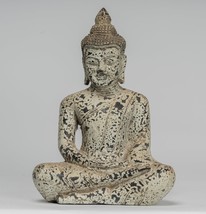 Ancien Style Khmer Assise En Bois Statue De Bouddha Dhyana Méditation Mudra - $194.36