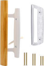 Sliding Glass Patio Door Handle Replacement Set with Oak Wood inside Handles and - £30.66 GBP