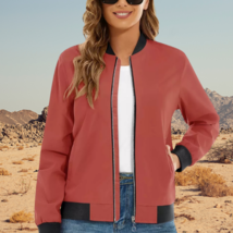 Women&#39;s Bomber Jacket Lightweight Casual Travel Windbreaker Spring Fall ... - $25.00