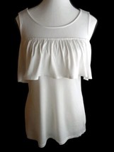 Maison Jules M Blouse Bright White Ruffle Sleeveless Nwt - £7.91 GBP